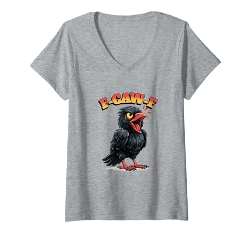 Damen Lustiger Hühnerhumor. F-CAW-F T-Shirt mit V-Ausschnitt von Lustige Krähe Grahic, lustiges Hühnchen fcawf