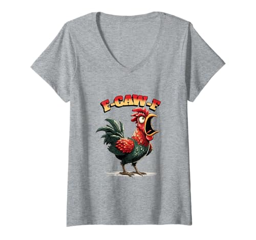 Damen Lustiger Hühnerhumor. F-CAW-F T-Shirt mit V-Ausschnitt von Lustige Krähe Grahic, lustiges Hühnchen fcawf