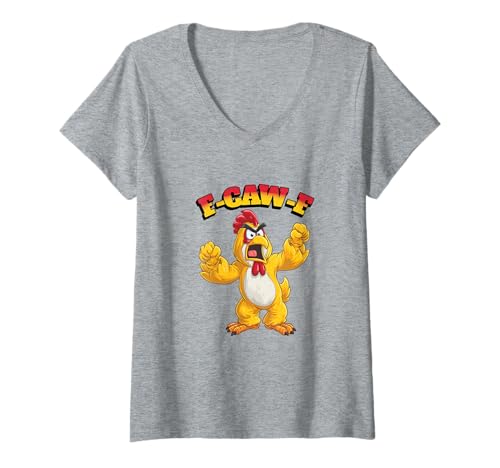Damen Lustiger Hühnerhumor. F-CAW-F T-Shirt mit V-Ausschnitt Damen Lustiger Hühnerhumor. F-CAW-F T-Shirt mit V-Ausschnitt von Lustige Krähe Grahic, lustiges Hühnchen fcawf