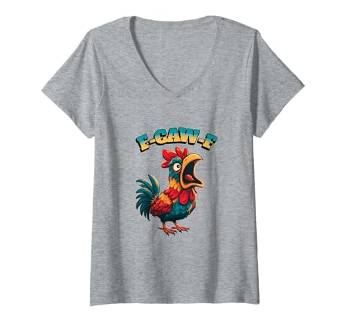 Damen Lustiger Hühnerhumor. F-CAW-F T-Shirt mit V-Ausschnitt von Lustige Krähe Grahic, lustiges Hühnchen fcawf
