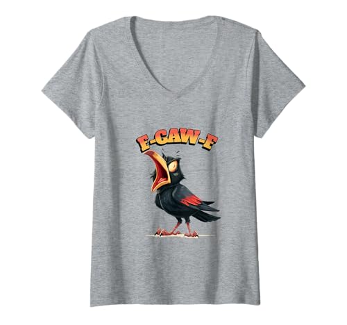 Damen Lustiger Hühnerhumor. F-CAW-F T-Shirt mit V-Ausschnitt von Lustige Krähe Grahic, lustiges Hühnchen fcawf