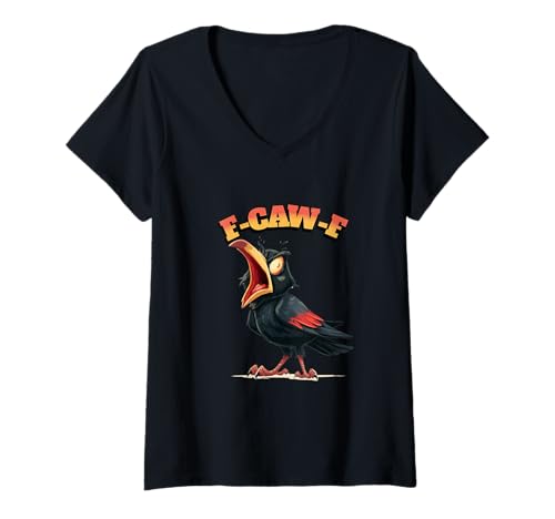 Damen Lustiger Hühnerhumor. F-CAW-F T-Shirt mit V-Ausschnitt von Lustige Krähe Grahic, lustiges Hühnchen fcawf