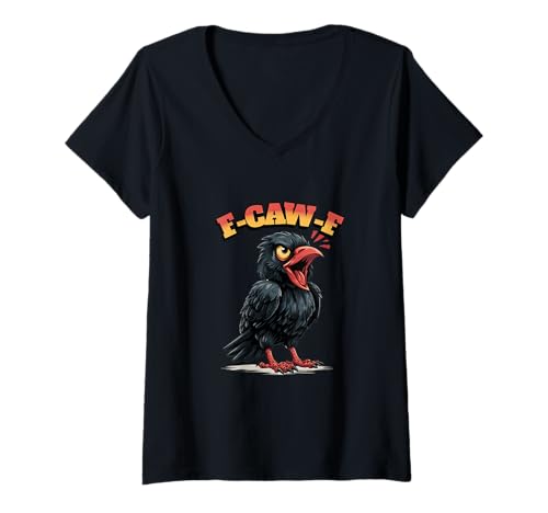 Damen Lustiger Hühnerhumor. F-CAW-F T-Shirt mit V-Ausschnitt Damen Lustiger Hühnerhumor. F-CAW-F T-Shirt mit V-Ausschnitt von Lustige Krähe Grahic, lustiges Hühnchen fcawf