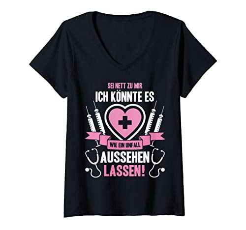 Damen Sei Nett Zu Mir | süßes Arzt Arzthelferin Krankenschwester T-Shirt mit V-Ausschnitt Damen Sei Nett Zu Mir | süßes Arzt Arzthelferin Krankenschwester T-Shirt mit V-Ausschnitt von Lustige Krankenschwester Ärztin Sprüche & Geschenk