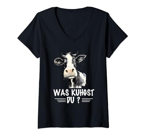 Damen Was Kuhgst Du Kuh Bauernhof Kuhliebhaber Lustig Spruch T-Shirt mit V-Ausschnitt Damen Was Kuhgst Du Kuh Bauernhof Kuhliebhaber Lustig Spruch T-Shirt mit V-Ausschnitt von Lustige Kuh Spruch Kleidung