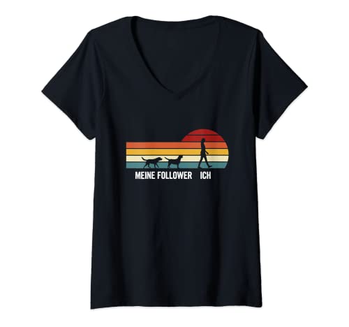 Damen Meine Follower Ich Labrador Hund Hundebesitzer Spruch T-Shirt mit V-Ausschnitt von Lustige Labrador Hunde Spruch Kleidung