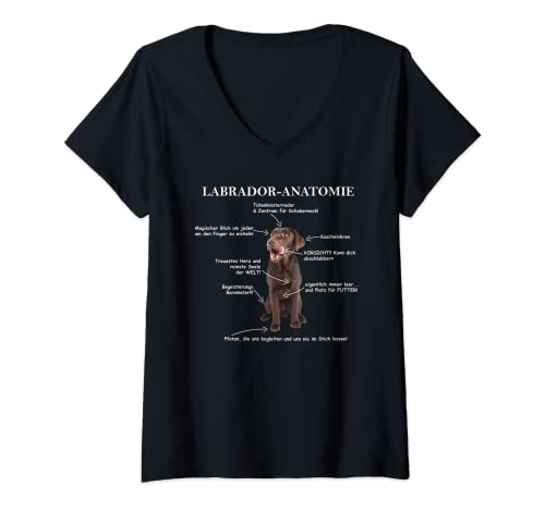 Damen Labrador Labbi Anatomie T-Shirt mit V-Ausschnitt Damen Labrador Labbi Anatomie T-Shirt mit V-Ausschnitt von Lustige Labrador Labbi Hunde Geschenkideen