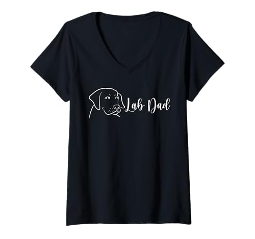 Damen Lab Dad Labrador Retriever Hundefreund Hundebesitzer T-Shirt mit V-Ausschnitt von Lustige Labrador Retriever Sprüche & Hunde Designs