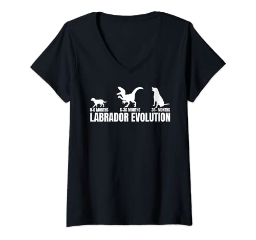 Damen Labrador Evolution ist Labrador-Mutter ist T-Shirt mit V-Ausschnitt von Lustige Labrador-Shirts
