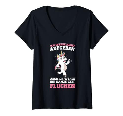 Damen Ich Werde Nicht Aufgeben Aber Die Ganze Zeit Fluchen Joggen T-Shirt mit V-Ausschnitt Damen Ich Werde Nicht Aufgeben Aber Die Ganze Zeit Fluchen Joggen T-Shirt mit V-Ausschnitt von Lustige Läufer Spruch Geschenke Für Jogger