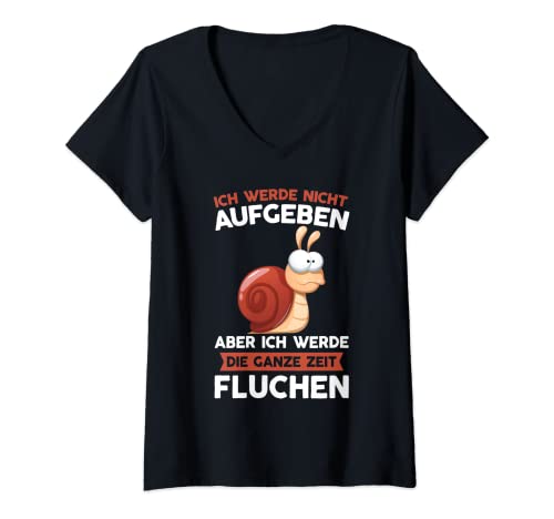Damen Ich Werde Nicht Aufgeben Läufer Laufen Joggen T-Shirt mit V-Ausschnitt von Lustige Läufer T-Shirts & Kleidung