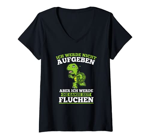Damen Ich Werde Nicht Aufgeben Läufer Schildkröte Laufen Joggen T-Shirt mit V-Ausschnitt von Lustige Läufer T-Shirts & Kleidung