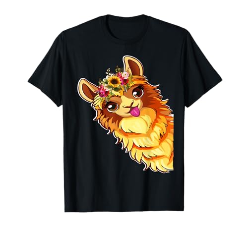 Lustige Alpaka mit Blumen süße Tiere für Frauen Mädchen T-Shirt Lustige Alpaka mit Blumen süße Tiere für Frauen Mädchen T-Shirt von Lustige Lama Alpaka -Tierliebhaber