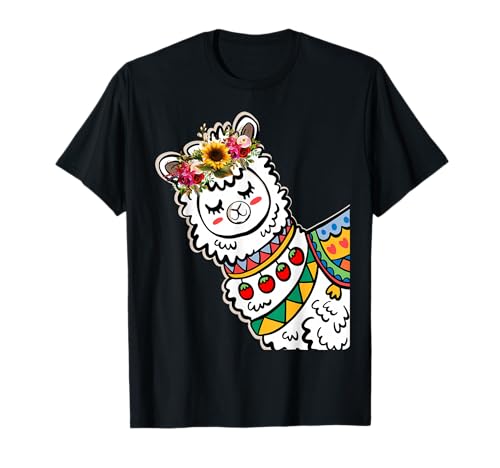 Lustige Alpaka mit Blumen süße Tiere für Frauen Mädchen T-Shirt Lustige Alpaka mit Blumen süße Tiere für Frauen Mädchen T-Shirt von Lustige Lama Alpaka -Tierliebhaber
