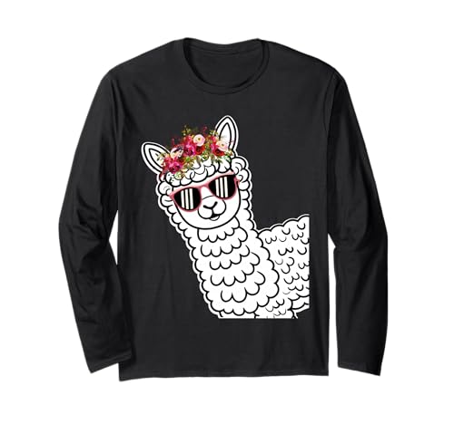 Lustige Alpaka mit Sonnenbrillen süße Tiere für Frauen Langarmshirt von Lustige Lama Alpaka -Tierliebhaber