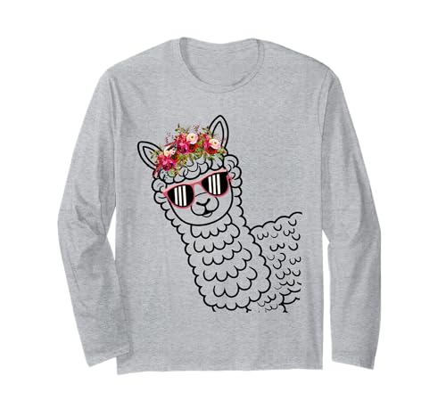 Lustige Alpaka mit Sonnenbrillen süße Tiere für Frauen Langarmshirt von Lustige Lama Alpaka -Tierliebhaber
