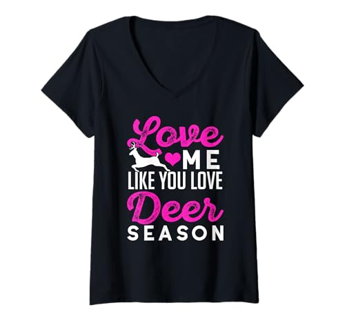 Damen Liebe Mich Wie Du Jagdsaison Liebst Lustig T-Shirt mit V-Ausschnitt Damen Liebe Mich Wie Du Jagdsaison Liebst Lustig T-Shirt mit V-Ausschnitt von Lustige Landleben Paare Humor