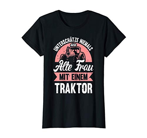 Damen Unterschätze Niemals Eine Alte Frau Mit Traktor T-Shirt Damen Unterschätze Niemals Eine Alte Frau Mit Traktor T-Shirt von Lustige Landwirt Traktor Geschenkidee