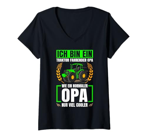 Damen Landwirtschaft Ich Bin EIN Traktor Fahrender Opa Traktor T-Shirt mit V-Ausschnitt Damen Landwirtschaft Ich Bin EIN Traktor Fahrender Opa Traktor T-Shirt mit V-Ausschnitt von Lustige Landwirt & Trecker Outfits