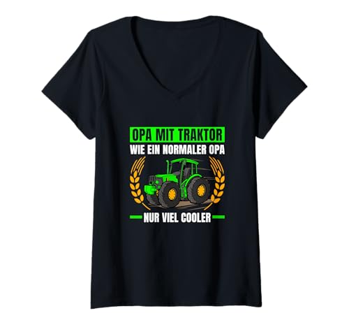 Damen Landwirtschaft Opa Mit Traktor Wie EIN Normaler Opa Traktor T-Shirt mit V-Ausschnitt Damen Landwirtschaft Opa Mit Traktor Wie EIN Normaler Opa Traktor T-Shirt mit V-Ausschnitt von Lustige Landwirt & Trecker Outfits