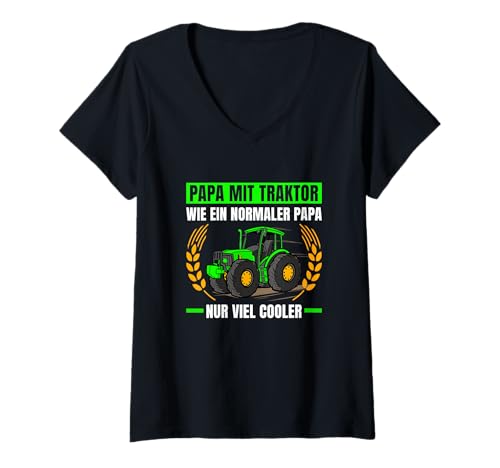 Damen Landwirtschaft Papa Mit Traktor Wie EIN Normaler Traktor T-Shirt mit V-Ausschnitt Damen Landwirtschaft Papa Mit Traktor Wie EIN Normaler Traktor T-Shirt mit V-Ausschnitt von Lustige Landwirt & Trecker Outfits