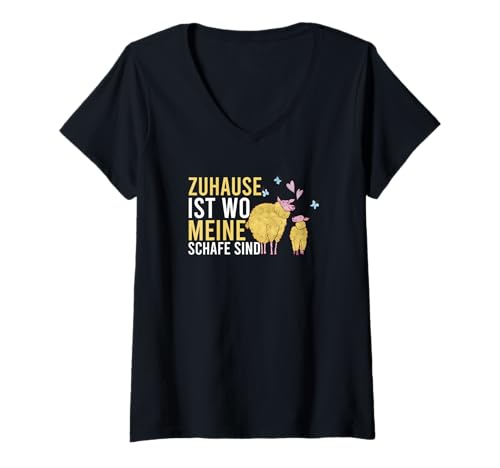 Damen Zuhause Ist Wo Meine Schafe Sind Hirte Landwirt T-Shirt mit V-Ausschnitt Damen Zuhause Ist Wo Meine Schafe Sind Hirte Landwirt T-Shirt mit V-Ausschnitt von Lustige Landwirte Geschenke mit Schafen