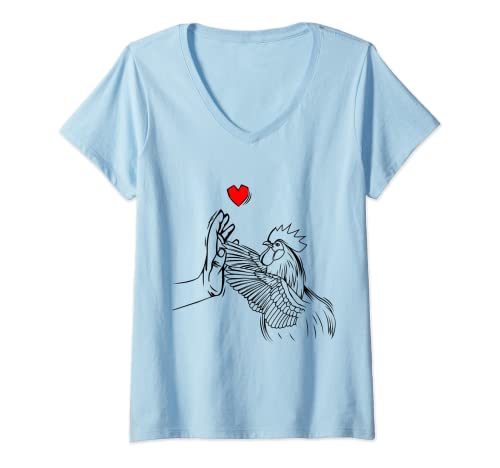 Damen Hühner Liebe Landwirt Huhn Kinder Mädchen Damen T-Shirt mit V-Ausschnitt von Lustige Landwirtschaft & Bauernhof Geschenkideen
