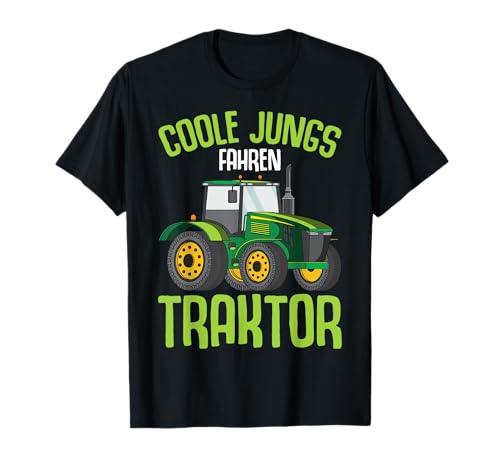 Lustige Landwirtschaft & Traktor Geschenke Coole Jungs fahren Traktor Trecker Cartoon T-Shirt Schwarz S Jungen Halbarm Rundhals T-Shirt von Lustige Landwirtschaft & Traktor Geschenke