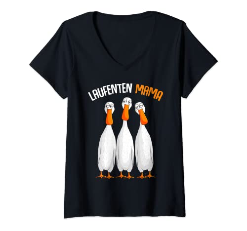 Damen Laufenten Mama Laufente T-Shirt mit V-Ausschnitt Damen Laufenten Mama Laufente T-Shirt mit V-Ausschnitt von Lustige Laufenten Liebhaber Designs & Geschenke
