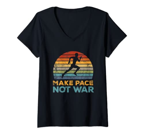 Damen Make Pace Not War - Lustiges Läufer Motivation Joggen Retro T-Shirt mit V-Ausschnitt Damen Make Pace Not War - Lustiges Läufer Motivation Joggen Retro T-Shirt mit V-Ausschnitt von Lustige Laufshirts Sprüche für Damen und Männer