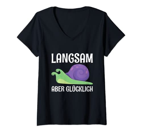 Damen Langsam Aber Glücklich Laufen Joggen Läufer Schnecke Spruch T-Shirt mit V-Ausschnitt Damen Langsam Aber Glücklich Laufen Joggen Läufer Schnecke Spruch T-Shirt mit V-Ausschnitt von Lustige Laufsport Kleidung Für Läufer