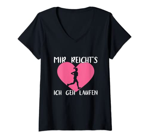 Damen Mir Reicht's Ich Geh Laufen Joggen Läuferin Lauf Spruch T-Shirt mit V-Ausschnitt Damen Mir Reicht's Ich Geh Laufen Joggen Läuferin Lauf Spruch T-Shirt mit V-Ausschnitt von Lustige Laufsport Spruch Kleidung Für Frauen