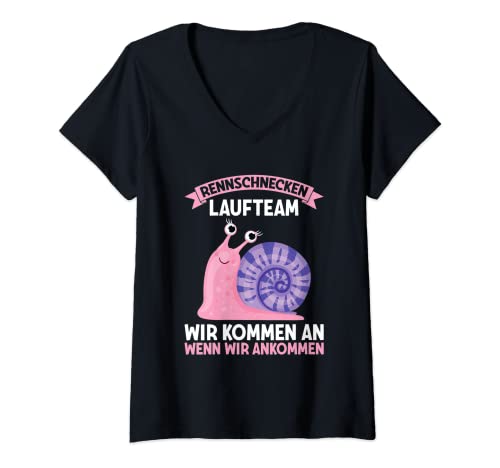 Damen Rennschnecken Laufteam Joggen Laufsport Läufer Schnecke T-Shirt mit V-Ausschnitt Damen Rennschnecken Laufteam Joggen Laufsport Läufer Schnecke T-Shirt mit V-Ausschnitt von Lustige Laufsport Sprüche Kleidung Zum Joggen