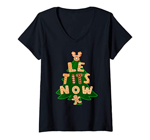 Damen Le Tits Now Shirt - Let It Snow Shirt mit Humor T-Shirt mit V-Ausschnitt Damen Le Tits Now Shirt - Let It Snow Shirt mit Humor T-Shirt mit V-Ausschnitt von Lustige Le Tits Now Shirts mit Humor