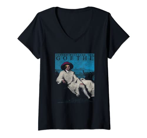 Damen Johann Wolfang Von Goethe Schriftsteller Dichter Pop-Art T-Shirt mit V-Ausschnitt Damen Johann Wolfang Von Goethe Schriftsteller Dichter Pop-Art T-Shirt mit V-Ausschnitt von Lustige Literatur Motive für Damen & Herren