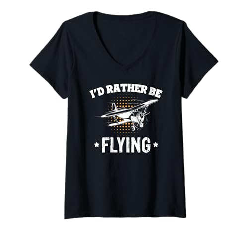 Damen Fliegen Ist Mein Schönster Ausweg Retro Fliegerwitz T-Shirt mit V-Ausschnitt Damen Fliegen Ist Mein Schönster Ausweg Retro Fliegerwitz T-Shirt mit V-Ausschnitt von Lustige Luftfahrt Für Reise Fans