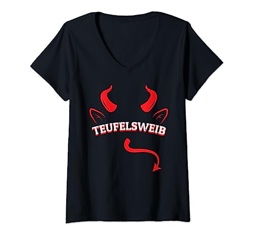 Damen Teufelsweib starke Frau Teufelin Hölle Herrin Taffe Mädels T-Shirt mit V-Ausschnitt Damen Teufelsweib starke Frau Teufelin Hölle Herrin Taffe Mädels T-Shirt mit V-Ausschnitt von Lustige Mädels & starke Frauen Satan Geschenkidee