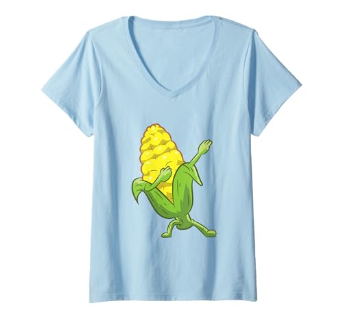 Damen Lustig Dabbing Maiskolben Mais Süßer Tanzender Mais T-Shirt mit V-Ausschnitt Damen Lustig Dabbing Maiskolben Mais Süßer Tanzender Mais T-Shirt mit V-Ausschnitt von Lustige Maiskolben