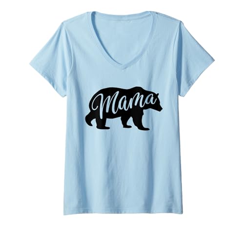 Damen Mama Bär | Mama Bear T-Shirt mit V-Ausschnitt von Lustige Mama Bear Family Matching Gifts Clothing