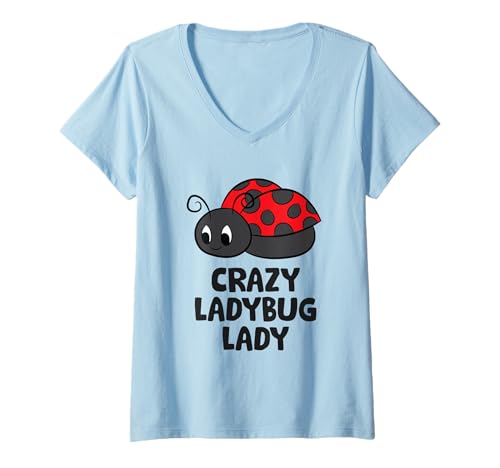 Damen Verrückter Marienkäfer Lady Liebe Marienkäfer T-Shirt mit V-Ausschnitt Damen Verrückter Marienkäfer Lady Liebe Marienkäfer T-Shirt mit V-Ausschnitt von Lustige Marienkäfer Geschenke