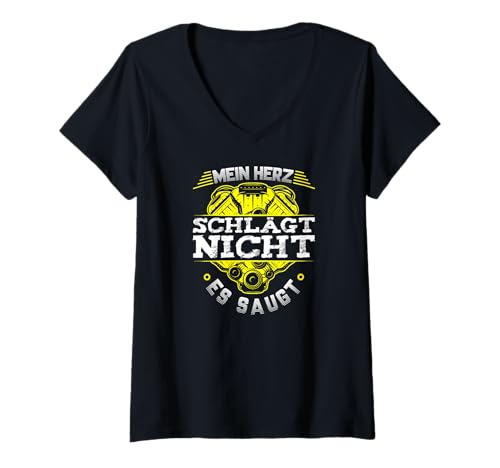 Damen KFZ Mechaniker Mein Herz Schlägt Nicht Es Saugt T-Shirt mit V-Ausschnitt Damen KFZ Mechaniker Mein Herz Schlägt Nicht Es Saugt T-Shirt mit V-Ausschnitt von Lustige Mechaniker Auto Liebhaber Sprüche