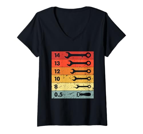 Damen Kfz-Mechaniker Schraubenschlüssel Design Flaschenöffner T-Shirt mit V-Ausschnitt Damen Kfz-Mechaniker Schraubenschlüssel Design Flaschenöffner T-Shirt mit V-Ausschnitt von Lustige Mechaniker Outfits & Geschenke