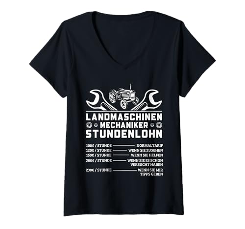 Damen Landmaschinen Mechaniker Landmaschinenmechaniker T-Shirt mit V-Ausschnitt Damen Landmaschinen Mechaniker Landmaschinenmechaniker T-Shirt mit V-Ausschnitt von Lustige Mechaniker Outfits & Geschenke