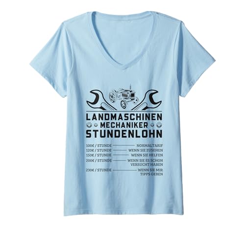 Damen Landmaschinen Mechaniker Landmaschinenmechaniker T-Shirt mit V-Ausschnitt Damen Landmaschinen Mechaniker Landmaschinenmechaniker T-Shirt mit V-Ausschnitt von Lustige Mechaniker Outfits & Geschenke