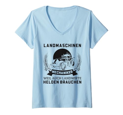 Damen Landmaschinen-Mechaniker Landwirt Traktor Bauern T-Shirt mit V-Ausschnitt Damen Landmaschinen-Mechaniker Landwirt Traktor Bauern T-Shirt mit V-Ausschnitt von Lustige Mechaniker Outfits & Geschenke