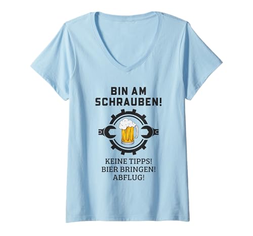 Damen Mechaniker Design Bin Am Schrauben Schraubenschlüssel T-Shirt mit V-Ausschnitt Damen Mechaniker Design Bin Am Schrauben Schraubenschlüssel T-Shirt mit V-Ausschnitt von Lustige Mechaniker Outfits & Geschenke
