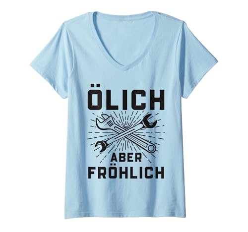 Damen Ölich Aber Fröhlich Schrauber Mechaniker Geschenk T-Shirt mit V-Ausschnitt Damen Ölich Aber Fröhlich Schrauber Mechaniker Geschenk T-Shirt mit V-Ausschnitt von Lustige Mechaniker Outfits & Geschenke