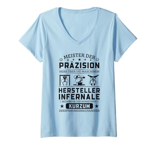 Damen Zerspanungstechniker Mechaniker Dreher Fräser Zerspanung T-Shirt mit V-Ausschnitt Damen Zerspanungstechniker Mechaniker Dreher Fräser Zerspanung T-Shirt mit V-Ausschnitt von Lustige Mechaniker Outfits & Geschenke