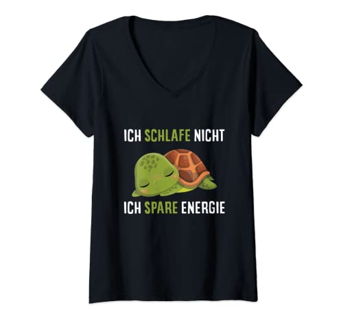 Damen Ich Schlafe Nicht Ich Spare Energie Müde Schildkröte Schlaf T-Shirt mit V-Ausschnitt Damen Ich Schlafe Nicht Ich Spare Energie Müde Schildkröte Schlaf T-Shirt mit V-Ausschnitt von Lustige Morgenmuffel & Schlaf Spruch Kleidung