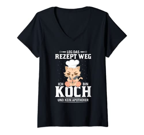Damen Kochen Leg das Rezept weg ich bin Koch und kein Apotheker T-Shirt mit V-Ausschnitt Damen Kochen Leg das Rezept weg ich bin Koch und kein Apotheker T-Shirt mit V-Ausschnitt von Lustige Motive Küche & Koch